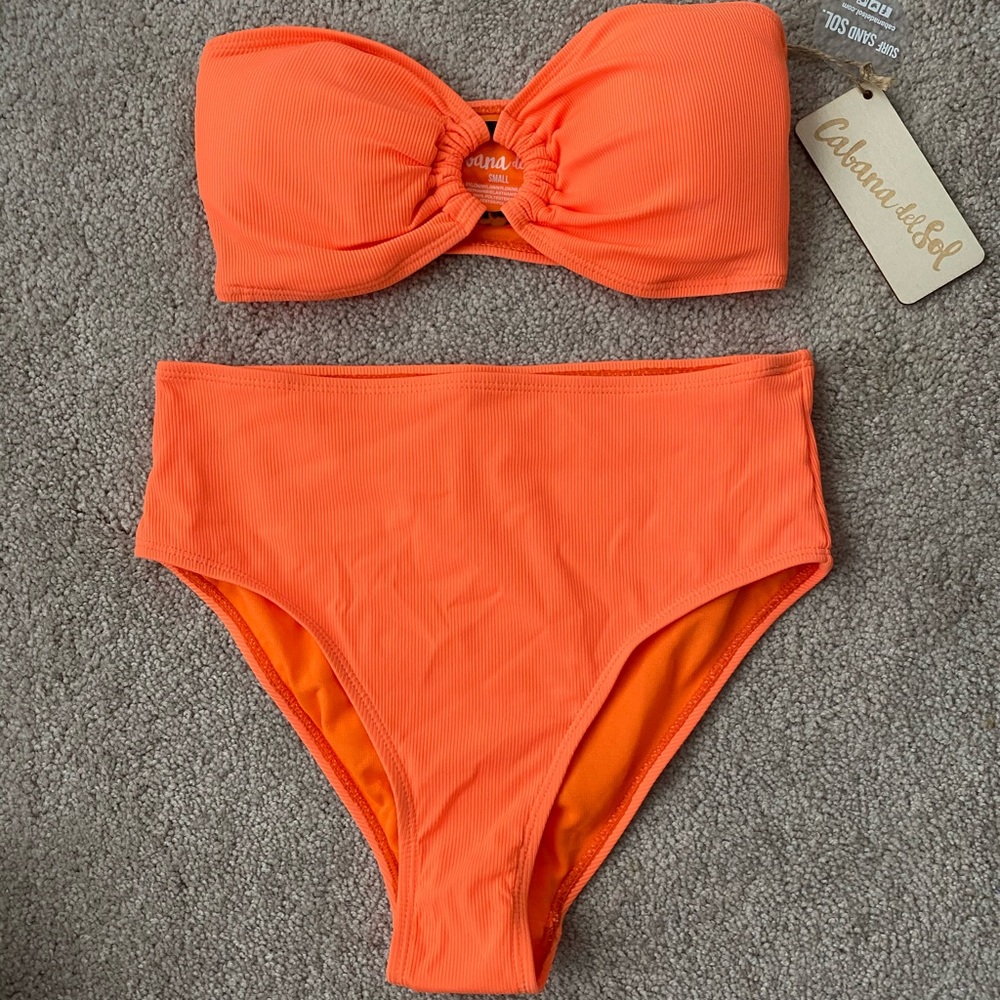 NWT High Waisted Orange Bikini Set
